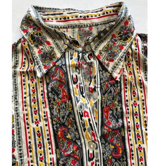 Vintage 70s 80s Silky Polyester Blouse Ladies Size Small Paisley Patterned - Picture 2 of 7